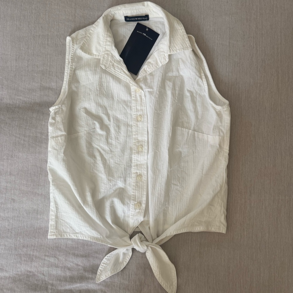 Brandy Melville White Blouse with Tie Knot